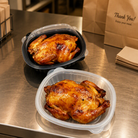 Boîte à poulet rôti ovale en plastique PP jetable personnalisable, de qualité alimentaire, avec couvercle transparent, compatible micro-ondes, OEM