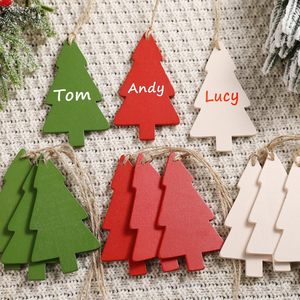 12 Pezzi Etichette in Legno Non Finite Personalizzabili a Forma di Albero di Natale, Targhette Pendenti a Forma di Albero <span class=keywords><strong>per</strong></span> Decorazioni Natalizie - Product Image 1