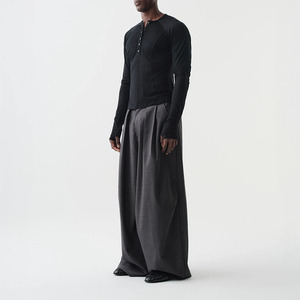 <span class=keywords><strong>Pantaloni</strong></span> da <span class=keywords><strong>Uomo</strong></span> a Vita Alta con Pieghe e Gamba Larga, <span class=keywords><strong>Oversize</strong></span>, Casual, con Logo Personalizzato, Basso MOQ, Moda Streetwear - Product Image 3