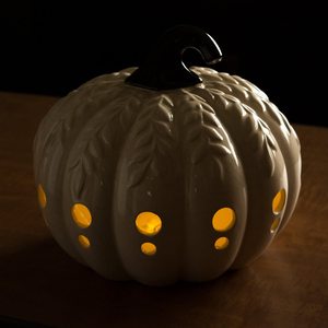 Ceramica Bianca Grande <span class=keywords><strong>Zucca</strong></span> con Foglie Lanterna - Product Image 4