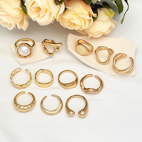 Ensemble de bagues empilables en alliage plaqué or pour femme, géométriques et irrégulières, bagues de mariage pour couple, bijoux fins et épais pour filles, à porter au quotidien
