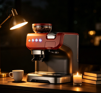 Machine à café électrique avec moulin à café intégré en acier inoxydable, pompe 19 bars, compatible multi-capsules, réservoir d'eau transparent de 2 L