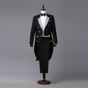 <span class=keywords><strong>Costume</strong></span> pour <span class=keywords><strong>homme</strong></span> avec queue-de-pie, style classique moderne, blanc <span class=keywords><strong>et</strong></span> <span class=keywords><strong>noir</strong></span>, style basique, veste de scène pour chanteur, magicien - Product Image 5