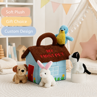 Peluches personnalisées OEM en gros, jouet en peluche, sac de transport pour animaux en peluche avec poignée, ensemble de jouets pour enfants et animaux en peluche, cadeau pour enfant