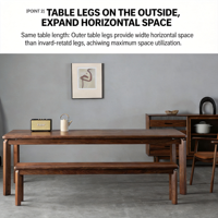 Table à manger en bois massif de noyer sud-américain de qualité supérieure, épaisseur 4,5 cm, jointure à mortaise et tenon, écologique et imperméable, mobilier pour la maison