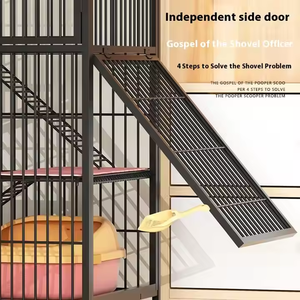 Lüks Modern ev mobilyası kedi Villa yüksek kaliteli kapalı kedi kafesi düşük fiyata katı desen demir malzeme kedi evi Cattery - Product Image 6