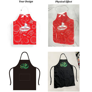 Poliéster Algodón <span class=keywords><strong>Lino</strong></span> Lona Impresión impermeable Chef Trabajo Niños Cocina Delantal Logotipo personalizado con 3 bolsillos para hombres Mujeres - Product Image 5