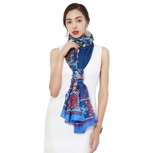 Nouvelle mode d'été <span class=keywords><strong>luxe</strong></span> imprimé pure soie écharpe châle longue taille <span class=keywords><strong>étole</strong></span> Hijab pour les femmes - Product Image 3