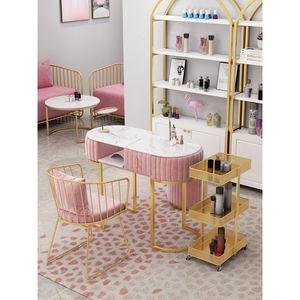 Mesa y Sillas de Manicura Modernas de Lujo 2025, Venta al por Mayor, Mesas de Uñas Profesionales de Primera Calidad, Muebles Personalizados para Salón de Belleza - Product Image 1