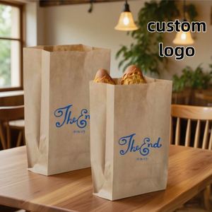 Printing logo Bread Cookies Doughnuts Croissant Pancake <b>Roll</b> Stickers Oil-proof <b>White</b> <b>Paper</b> Bags Restaurant Customers Like Them - Product Image 3