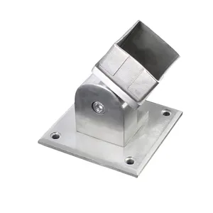 Square Stainless Steel Handrail Floor Tube Fitting Elbow Chrome Pipe End Cover Flange Clamp Connector