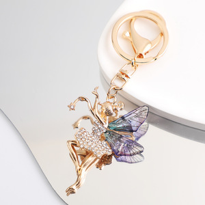 Porte-clés Fée Papillon Créative, Breloque Ange Scintillante, Porte-clés Fille Ballerine, Porte-clés Ange en Cristal et Strass - Product Image 2
