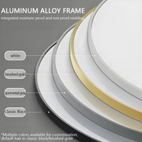 Miroir de salle de bain mural en verre de luxe avec cadre en aluminium, éclairage LED intelligent ovale et interrupteur tactile