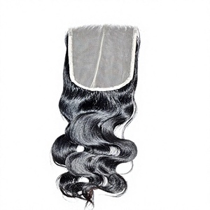 Extensiones de Cabello Humano Virgen Remy Natural Negro 100% Indio con Cierre 4x4, Ondulado, Doble Trama, para Fusion Weaving - Product Image 1