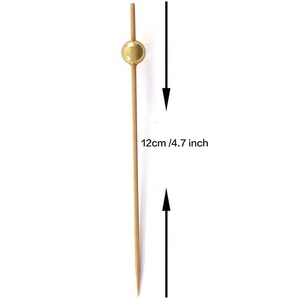 Brochettes de décoration en forme de boule rose, bleue, blanche, argentée et dorée, pics à cocktail en bambou personnalisés - Product Image 2