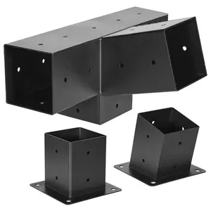 Fixation murale 15 °   <span class=keywords><strong>Kit</strong></span> de supports de pergola en acier carbone noir pour toit en pente 4x4 - Product Image 2