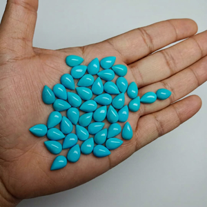 Cabochons en turquoise naturelle de l'Arizona, forme poire lisse, 8x12 mm, haute qualité, pierres semi-précieuses les plus vendues - Product Image 1