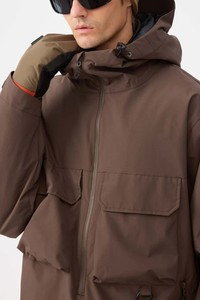 Chaqueta <span class=keywords><strong>Anorak</strong></span> para Hombre con Capucha, <span class=keywords><strong>Impermeable</strong></span>, Cortavientos, Transpirable, Tallas Grandes, Color Café, Estilo Techwear, Media Cremallera, Costuras Selladas, Aislada, 100% Nailon - Product Image 5