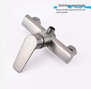 حنفية استحمام للحمام بلون رمادي داكن برشاش ناعم مثبت على الحائط من الفولاذ المقاوم للصدأ المصقول بالكروم برشاش فردي بتخفيضات كبيرة - Product Image 6