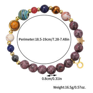 Pulsera de <span class=keywords><strong>Pareja</strong></span> con Colgante de Acero Inoxidable y Cuentas de Piedra de Lava y Ojo de Tigre Natural de los 12 Signos del Zodíaco, Regalo Personalizado al por Mayor <span class=keywords><strong>para</strong></span> Hombres y Mujeres - Product Image 4