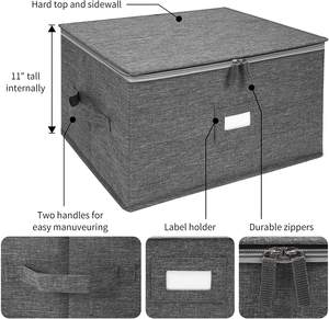 Scatola portaoggetti pieghevole per flauto calice in vetro di lino grigio - Product Image 2