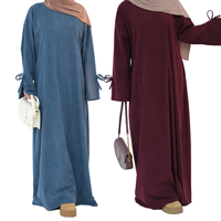 Robe Abaya Modeste et Élégante en Tricot avec Nœud, Grande Taille, Vêtements Islamiques pour Femmes Musulmanes, Abaya de Dubaï