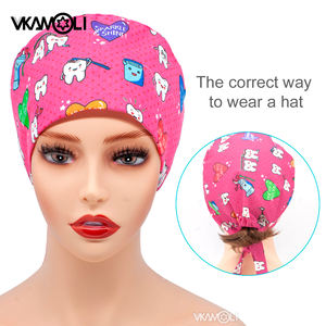 Chapeau de gommage imprimé à pois <span class=keywords><strong>noirs</strong></span> chapeau de salle d'opération chapeau de travail de laboratoire uniforme dentista mujer casquette de gommage casquette de salle d'opération - Product Image 5