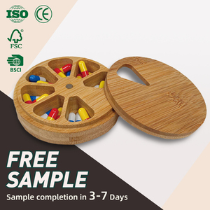 กล่องใส่ยาแม่เหล็กอัจฉริยะแบบพกพา7วันกล่องยาทำจากไม้ไผ่ - Product Image 1