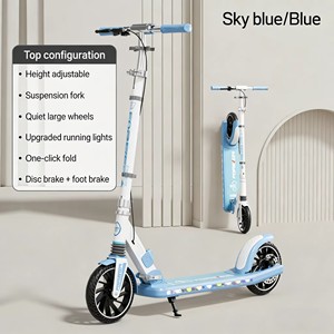 Trottinette pliable pour adolescents et adultes avec <span class=keywords><strong>frein</strong></span> à disque et double suspension, grandes roues de 200 mm, trottinette pour enfants OEM - Product Image 4