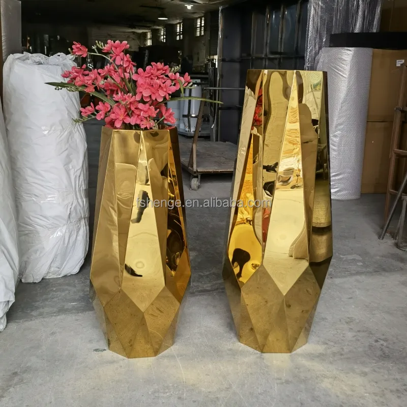 Großhandel Luxus Hausdekoration Metall-Pflanzentopf / goldener Blumentopf-Blumentopf / Heimblumen-hohe Vase für drinnen