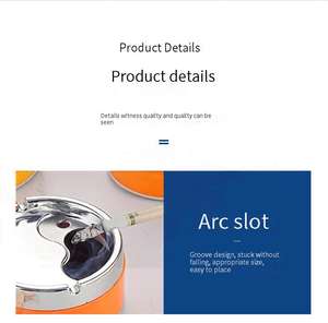 Cendrier portable rond personnalisé de nouvelle conception, différentes couleurs et tailles, cendrier en acier inoxydable, cendrier portable pour fumer avec couvercle rotatif - Product Image 3