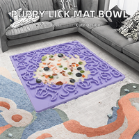Tapis d'alimentation carrés en silicone écologiques à motif chiot mignon avec ventouses pour chats, chiens et petits animaux – Gamelles anti-glouton