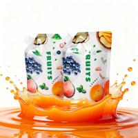 Pochette à bec verseur découpée sur mesure pour jus, emballage de recharge en plastique pour boissons liquides, sac souple à fond plat