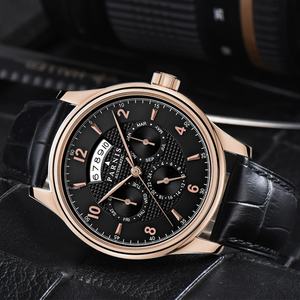 Reloj de Hombre Automático Mecánico Fashion <span class=keywords><strong>Parnis</strong></span> de 43 mm con Caja de Acero Inoxidable, Correa de Cuero, Cristal de Zafiro, Calendario y Movimiento Miyota - Product Image 1