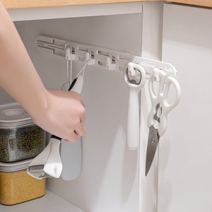 Free Punch Wardrobe Cabinet Wall-mounted Telescopic <b>Gap</b> Sticky Hook Towel Clip Hooks Clothes Rack Rails for Clothing Store - Product Image 1