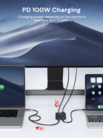 Dockteck Commutateur USB-C bidirectionnel 1.9FT 1 entrée/2 sorties ou 2 entrées/1 sortie 4K60Hz Vitesse de transfert 10Gbps 100W PD Matériau ABS Accessoires vidéo