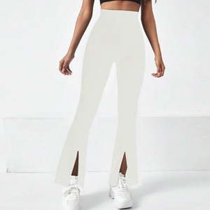 Pantalon de yoga taille mi-haute uni à jambe large et coupe cloche, effet amincissant et galbe fessier, pour femmes, vêtements de sport et leggings actifs, faible MOQ usine - Product Image 6