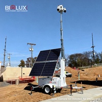 Système de caméra de sécurité BIGLUX HiSOLO, remorque de sécurité solaire mobile avec batterie au lithium et mât électrique pour événements en plein air