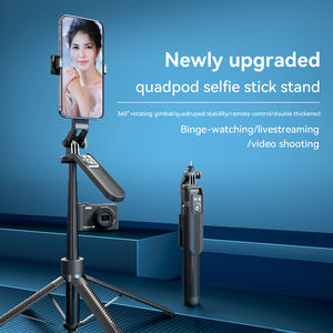 Aleación de aluminio 1,8 m de altura Transmisión en vivo Trípode de piso Soporte Selfie Stick Cuadripod Tetrapod Selfie Stick con anillo de luz - Product Image 3