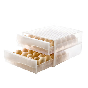 Household Transparent Double Layer Drawer Egg Storage Box Refrigerator Storage Box Plastic Egg Tray