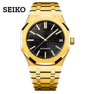 Modified S LOGO Seiko Luxury <b>Men's</b> <b>Mechanical</b> <b>Watch</b> NH35 Movement Sapphire Glass Waterproof Stainless Steel Green Luminous - Product Image 1