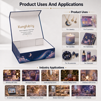 Boîte cadeau magnétique rigide pliable personnalisée avec impression dorée pour bijoux, bougies et présentation en boutique