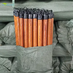 Wholesale wood grain design PVC coating mop handle household cleaning broom stick Wooden Broom Handle best price from China