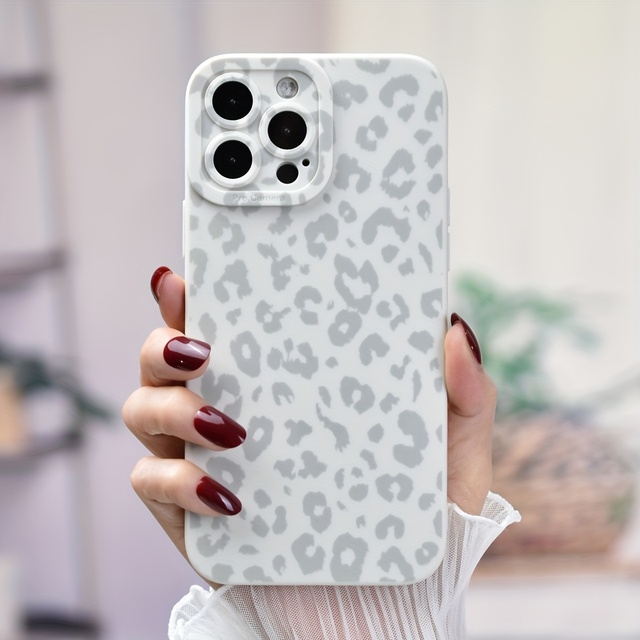 White Leopard Print Mobile Phone case for iPhone 16 Plus 15 17 18 Pro Max Angel Eye TPU Shell Shockproof Funda Back Cover