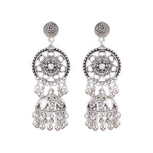 Boucles d'oreilles bohèmes en forme de lustre, plaqué argent 925, motif floral, pour femmes, bijoux de fête - Product Image 5