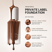Fond de teint végétalien couvrant 30 ml, résistant à l'eau et aux bavures, sans cruauté animale, teinte personnalisée, marque privée, OEM, approvisionnement en gros