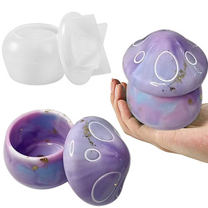 BPA 무료 DIY 저장 상자 뚜껑 버섯 상자 실리콘 수지 금형 3D 보석 용기 실리콘 항아리 금형 뚜껑 - Product Image 1