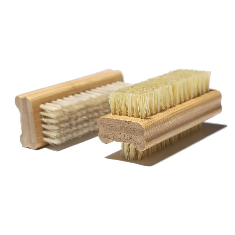 Double Sided Foot File Bamboo Bristle Double Sided Cleaning Brush Finger Seam Nail Tool Sisal Nail Brush