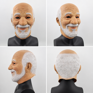 Masque en latex réaliste de vieil homme, style Oncle Milo, visage <span class=keywords><strong>chauve</strong></span>, barbe blanche, rides, masque intégral pour Halloween, durable - Product Image 6