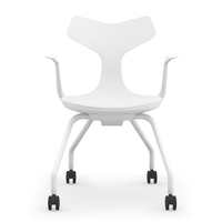 Chaise de bureau moderne GS-1830B pivotante avec siège réglable en hauteur, accoudoirs en PP, base en métal, pieds en fer, roulettes, mobilier commercial